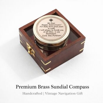 Eternal Direction Brass And Copper Colour Anniversary Sundial Compass, 4 of 12