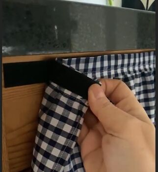 Velcro Sink Skirt, Bespoke Navy Gingham Cabinet Curtain, 2 of 6