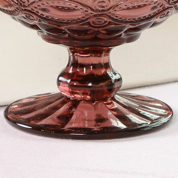 Set Of Four Pink Aurielle Glass Footed Dessert Bowls, 3 of 3