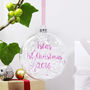 Personalised Iridescent 1st Christmas Flat Bauble, thumbnail 3 of 5