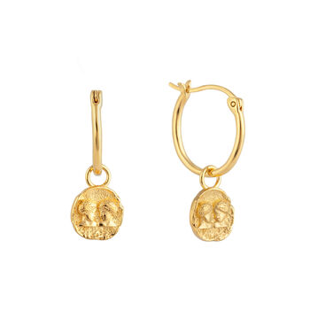 18ct Gold Plated Star Sign Charm Hoop Earrings, 5 of 12
