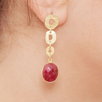 Emerald Gold Vermeil Textured Circle Drop Earrings, 6 of 11