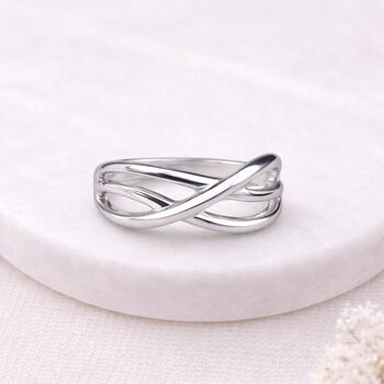 Sterling Silver Celtic Infinity Crossover Band Ring, 8 of 8