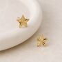Gold Plated Sterling Silver Textured Star Stud Earrings, thumbnail 3 of 6