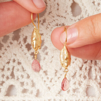 Pink Tourmaline Gold And Silver Cardamon Drops, 5 of 7