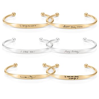 Personalised Men's Handwriting Torque Bracelet, 2 of 5