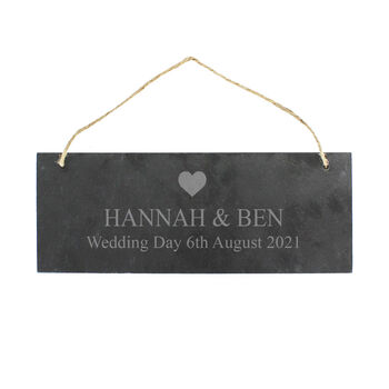 Personalised Heart Motif Hanging Slate Decoration, 3 of 3