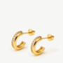 Gold Thick Huggie Hoop Earrings With Stones, thumbnail 4 of 4