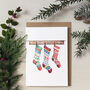 Christmas Stockings Hand Painted Card, thumbnail 1 of 3