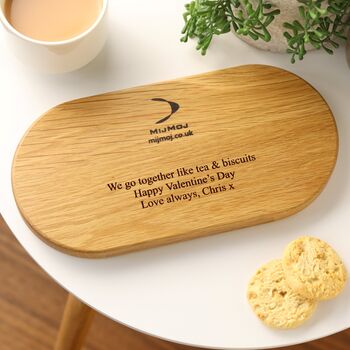 Personalised Tea And Biscuit Serving Tray With Leather Heart Detail, 4 of 10