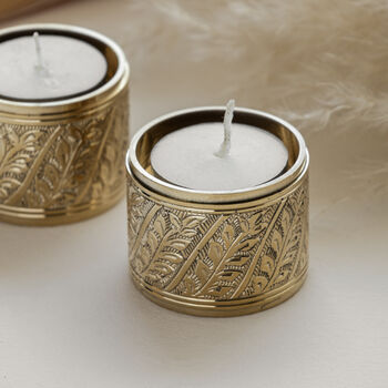 Gordes Hand Engraved Brass Tealight Holders, 2 of 5