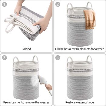 58 L Grey Cotton Rope Woven Storage Basket, 8 of 9