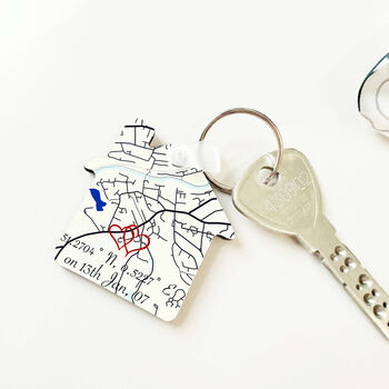 Personalised New Home First Home Location Map Keyring, 3 of 10