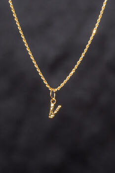 Mini Vintage Gold Hammered Initial Necklace For Men, 11 of 12