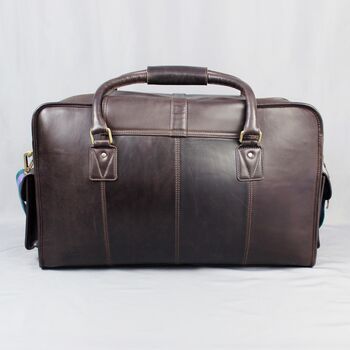 'Oxley' Men's Leather Weekend Holdall Bag In Chestnut, 10 of 12