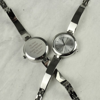 Personalised Silver Ladies Watch With Silver Clasp, 3 of 8