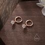 Tiny Cz Flower Dangle Huggie Hoop Earrings, thumbnail 6 of 9