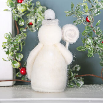 Freestanding Snowman With Lollipop Christmas Decoration, 2 of 5
