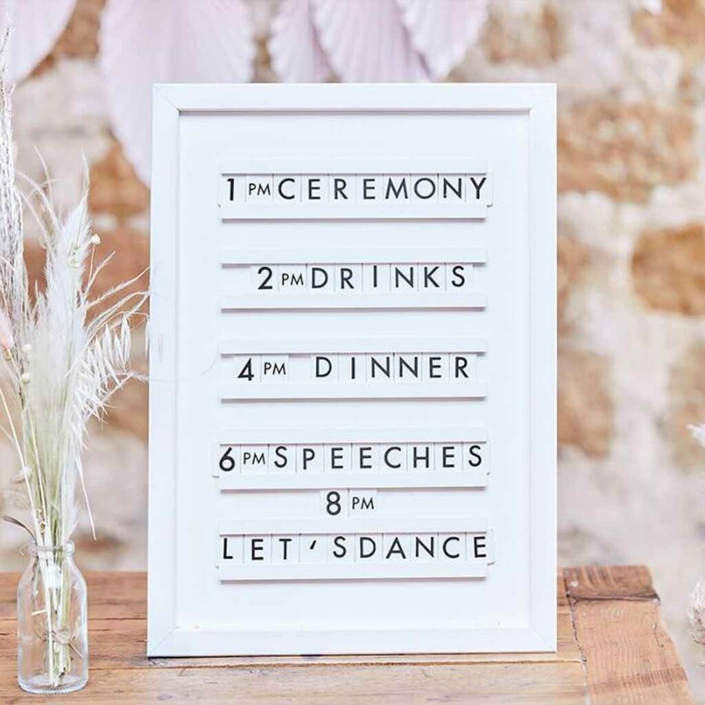 A3 White Letter Board Wedding Sign By The Wedding of my Dreams