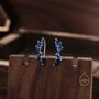 Sapphire Blue Cz Cluster Crawler Earrings, thumbnail 5 of 10