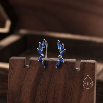 Sapphire Blue Cz Cluster Crawler Earrings, 5 of 10