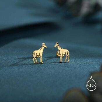 Sterling Silver Tiny Okapi Stud Earrings, 7 of 12