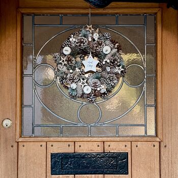 Personalised Frosted Pinecone And Star Wreath, 2 of 3