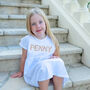 Personalised Girls Dress Natural Name Short Sleeved, thumbnail 5 of 7