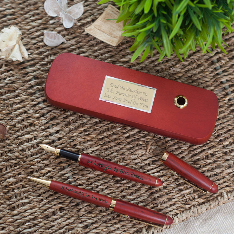 Personalised Wooden Pens Gift Set In Box By Gifts Online4