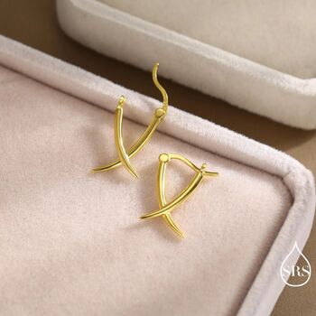 Minimalist Sterling Silver Tusks Hoop Earrings, 5 of 11