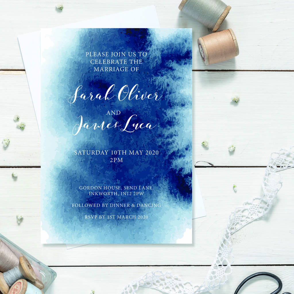 Navy Blue And White Wedding Invitation Set By Creative and Contemporary