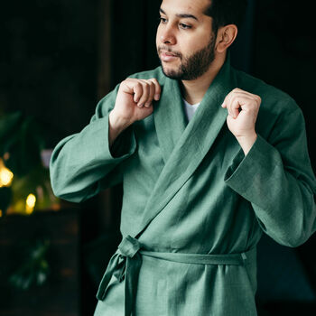Men's Linen Robe, 9 of 12