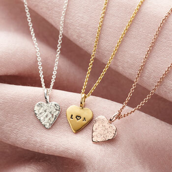 Personalised Textured Heart Charm Necklace, 2 of 10