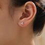 Sterling Silver Pearl Trefoil Stud Earrings, thumbnail 7 of 12