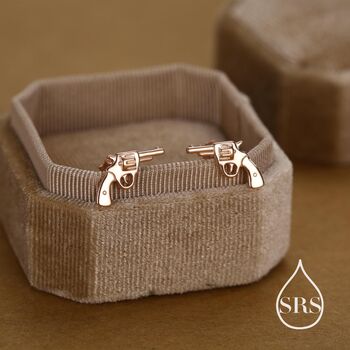 Sterling Silver Pistol Stud Earrings, 6 of 12