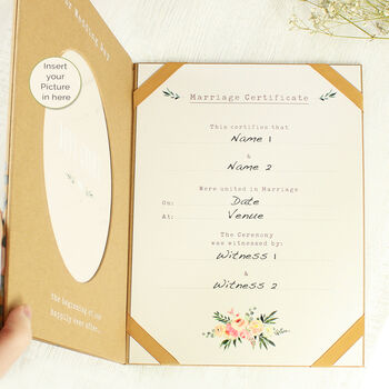 Personalised Wedding Certificate And Photo Display Book – Perfect Wedding Gift For Couples, 2 of 4