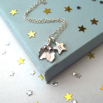 Personalised Holly And Initial Star Necklace, 3 of 10