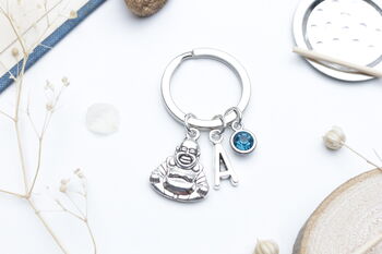 Personalised Laughing Buddha Keyring, Good Luck Gift, 3 of 8
