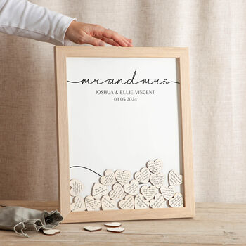 Minimal Script Wedding Drop Top Frame Guest Book, 3 of 5