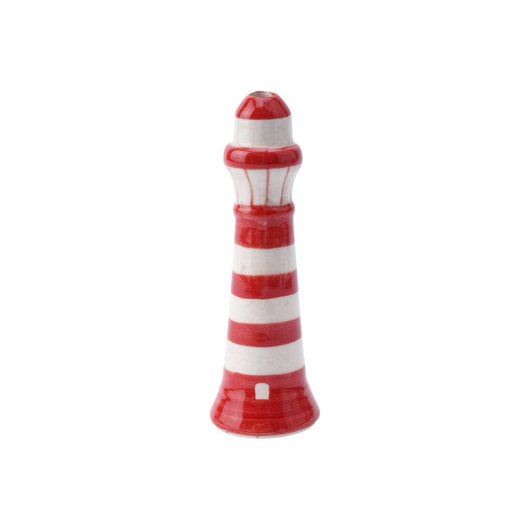 Red Lighthouse Nautical Ceramic Light Pull Handle, 1 of 2