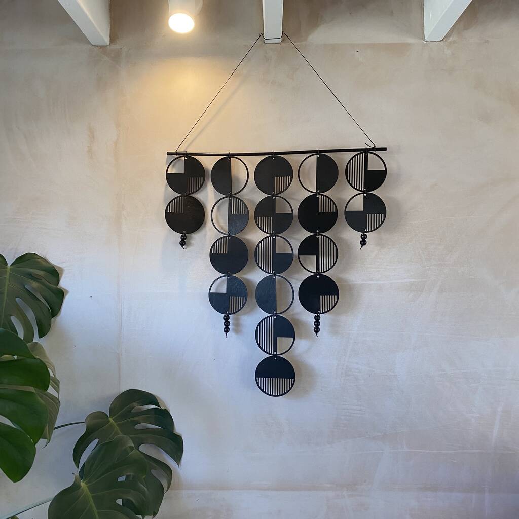 Large Black Geometric Hanging Art Monochrome Design, 1 of 8