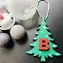 Personalised Green Xmas Tree Alphabet Decoration Tag, thumbnail 6 of 6