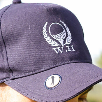 Personalised Golf Wreath Mens Cap With Golf Ball Marker, 5 of 9