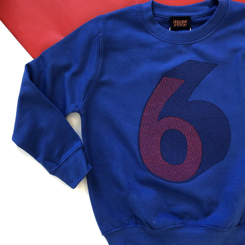 Personalised Number Children's Embroidered Sweatshirt, 1 of 5
