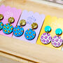 Pink And Purple, Leopard Print Drop Earrings, thumbnail 8 of 8