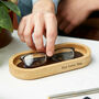 Personalised Stash Valet Tray In Oak And Leather, thumbnail 3 of 11