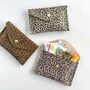 Suede Leopard Print Leather Purse | Handmade Envelope Card Holder, thumbnail 1 of 5
