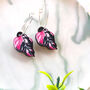 Pink Philodendron Leaf Plant Earrings, thumbnail 7 of 12