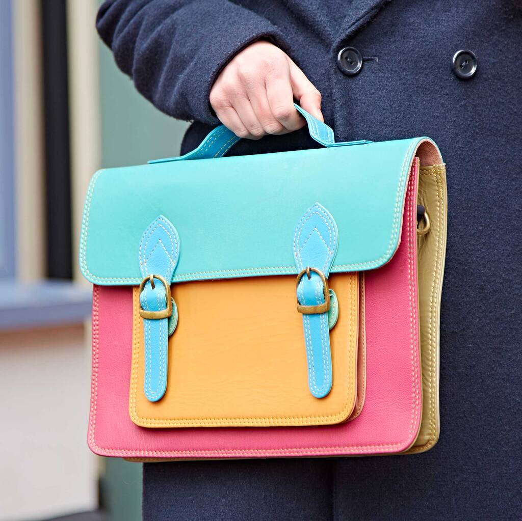 Recycled Coloured Leather Satchel, 1 of 8