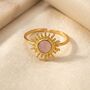 Rose Quartz October Birthstone Sun Gold Plated Ring, thumbnail 1 of 4